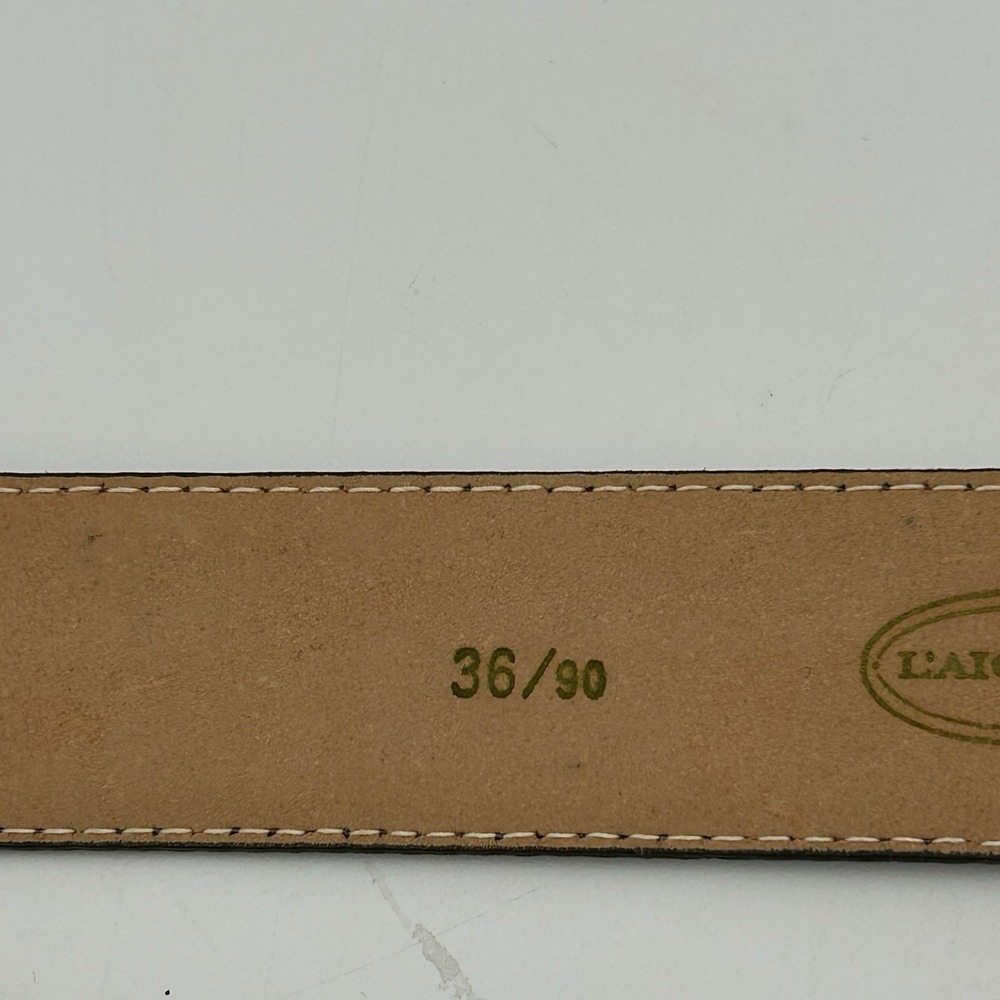 MEN'S L'AIGLON DARK BROWN DRESS CASUAL FULL GRAIN LEATHER BELT SIZE 36 HAITI - Picture 6 of 8